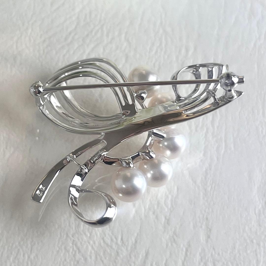 ☆美品☆ミキモト　シルバー　パール　5珠　ブローチ　皇室御用達ブランド