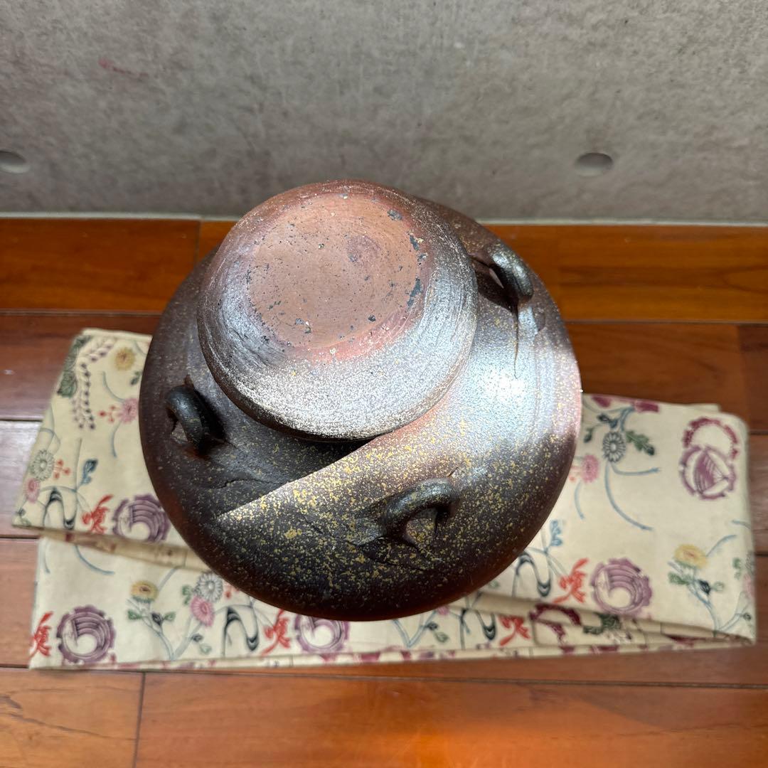 壺屋焼.荒焼.蓋付き大壺