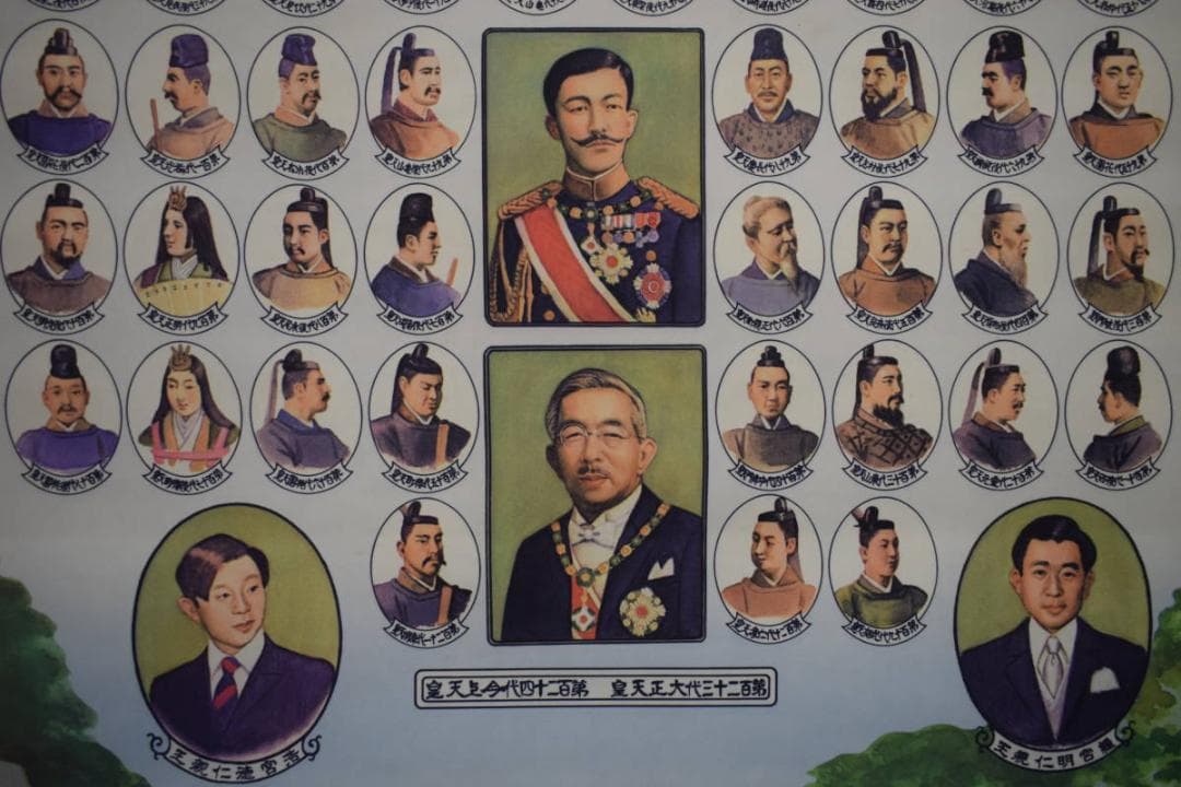 複製/日本国歴代天皇御真影図/歴代天皇/天皇家祖/工芸/布袋屋掛軸HH-728