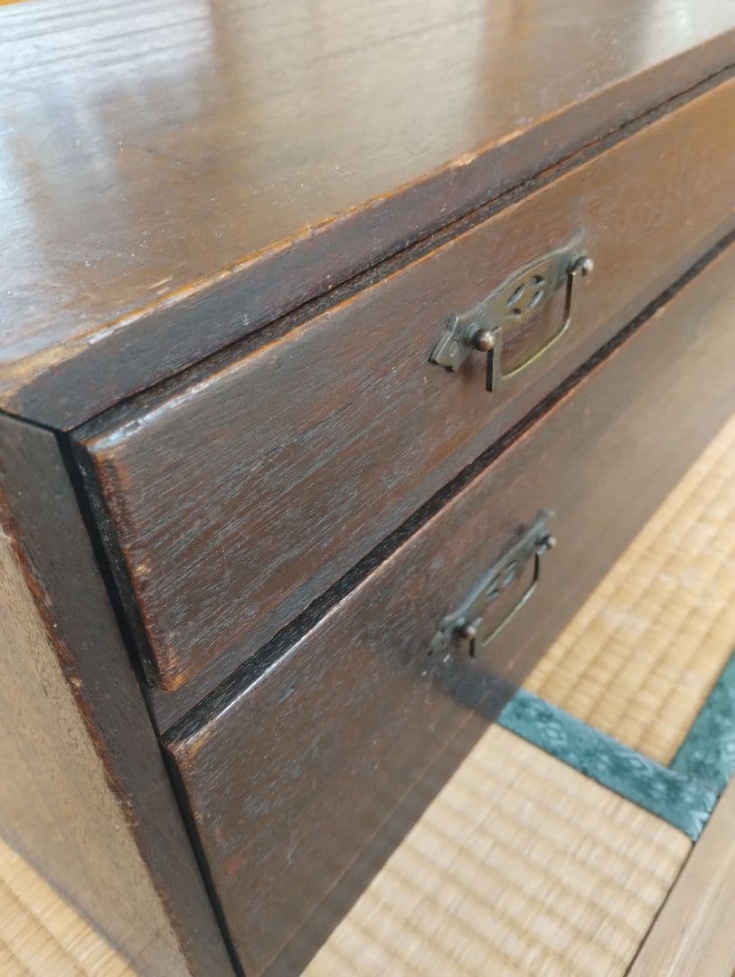 木製引き出し　整理タンス 　箪笥　2段　昭和レトロ　和骨董　古家具　無垢材ベンチ