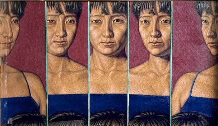 稲垣考二「美顔」1987年作 肉筆 油彩 キャンバス S20号 額装