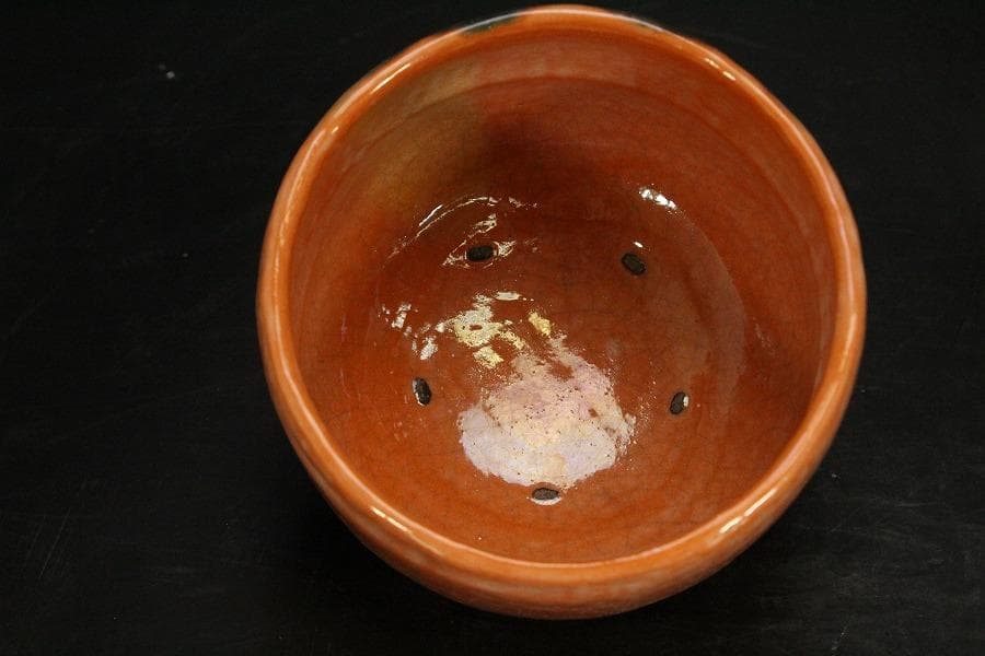 茶道具 楽焼 赤茶碗 昭楽造 栞 共布 共箱 未使用(メ1805)