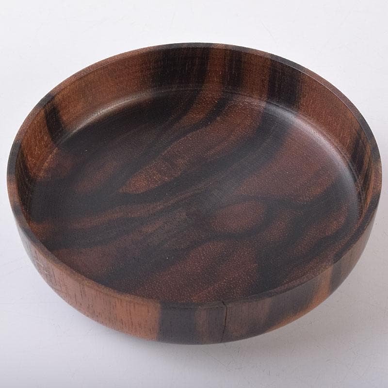 茶道具　天然木　黒柿製　無垢彫　綺麗な木目の棗　V　R8964