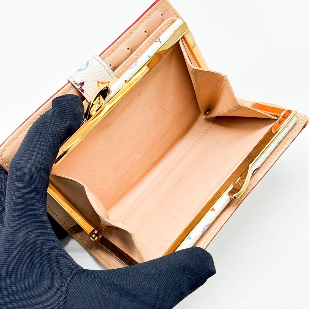 ルイヴィトン モノグラム マルチカラー ヴィエノワ 二つ折り がま口 財布 白