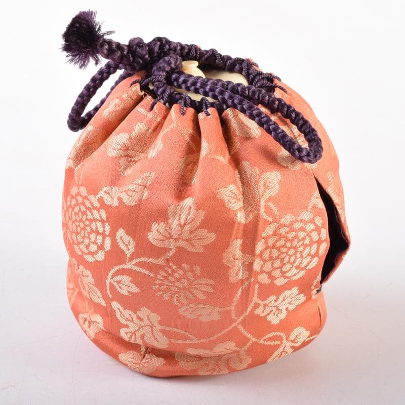 茶道具　京焼　清水焼　桶谷定一作　文琳茶入　仕覆付　共箱　V　6993