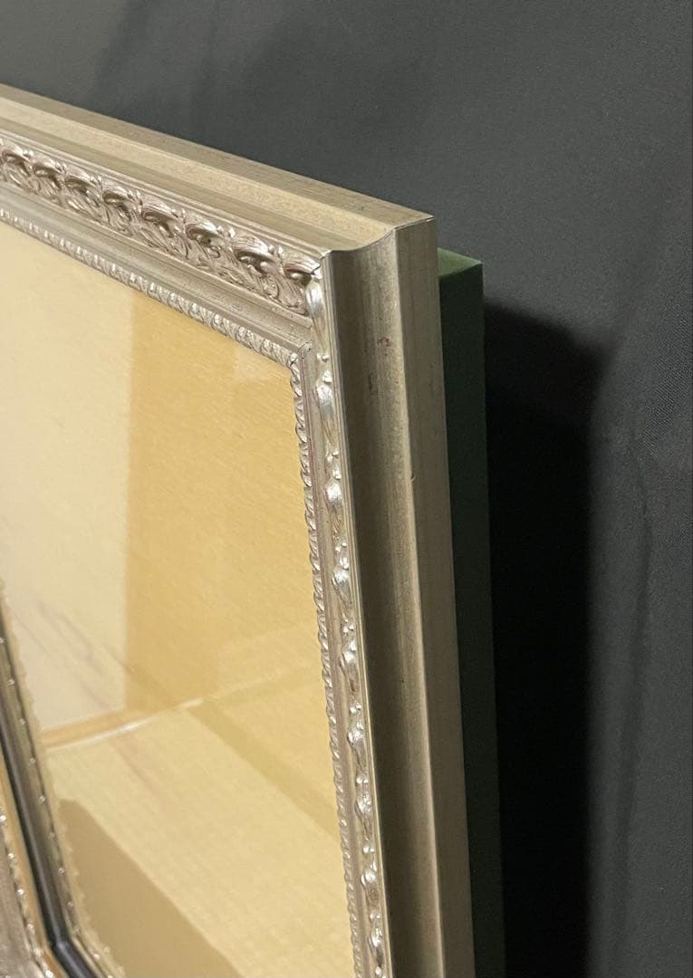 油彩額縁 P15 オーダー額縁 シルバー装飾 アンティーク調　木製