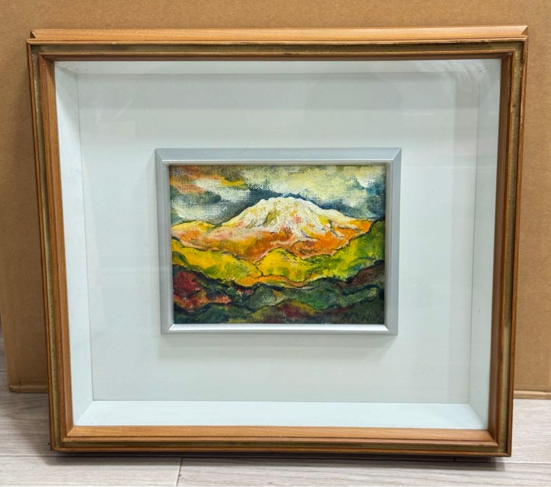 富士山 絵画 油絵 カラフル 手描き インテリア アート