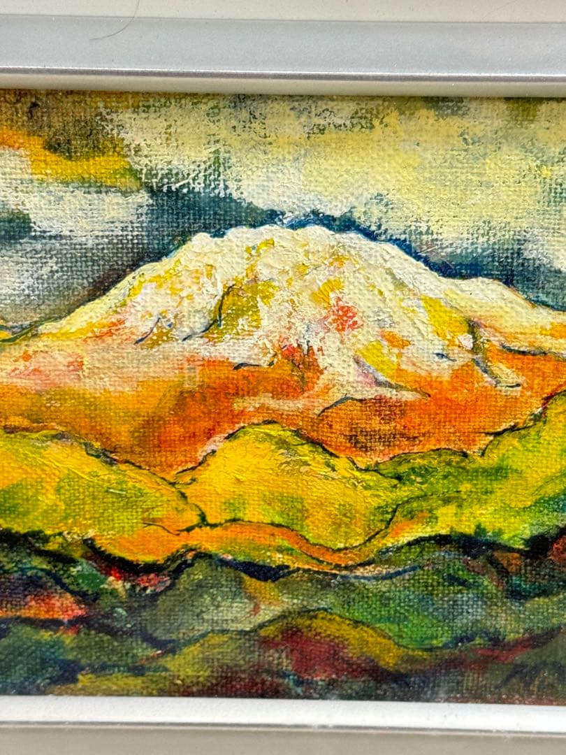 富士山 絵画 油絵 カラフル 手描き インテリア アート