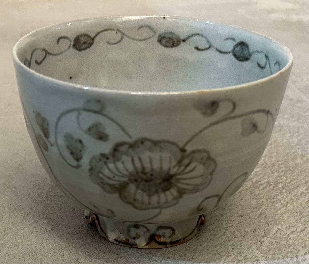 美品 未使用 村田森さん 安南手牡丹唐草茶碗