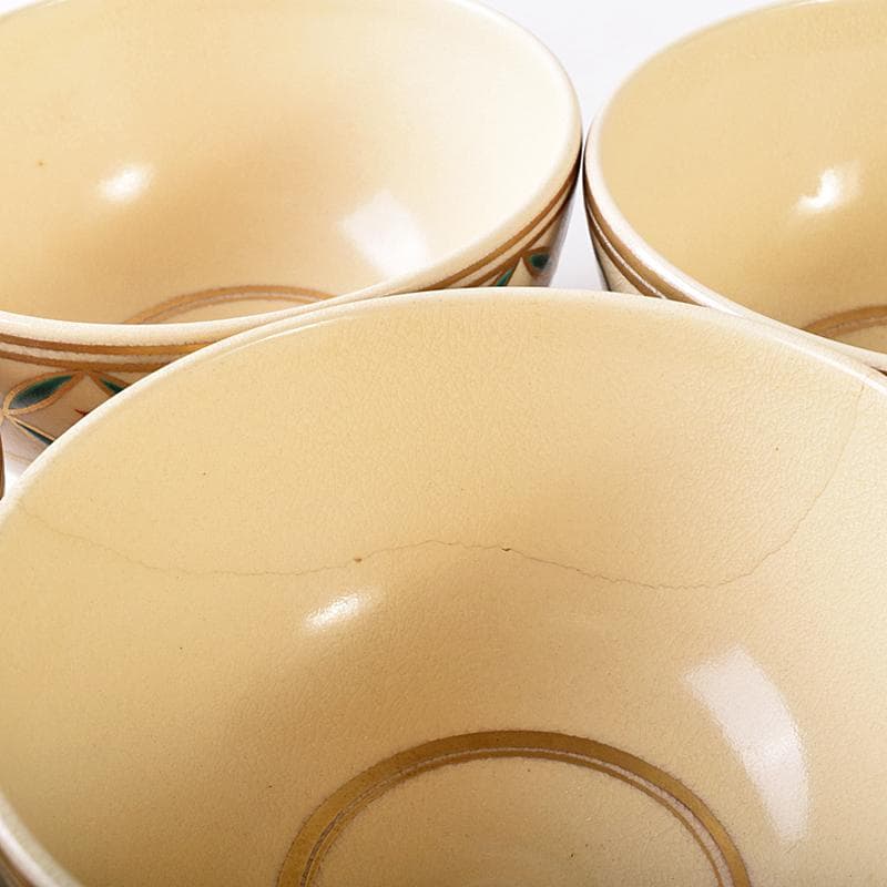 茶道具　京焼　杉田祥平造　色絵仁清　七宝干支図　茶碗　八客　共箱　MR7890B