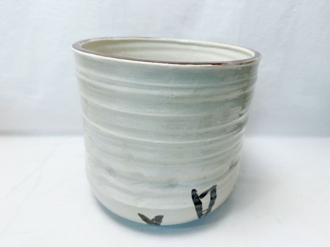 未使用 水屋道具 瀬戸 志野 水屋瓶 六兵衛 陶印 割蓋付き 水差し