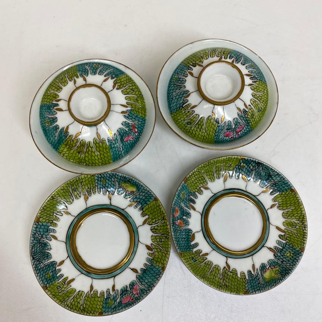 中国清時代　同治年製　粉彩花蝶図蓋茶碗　タルサ　東さ7-0407☆2F