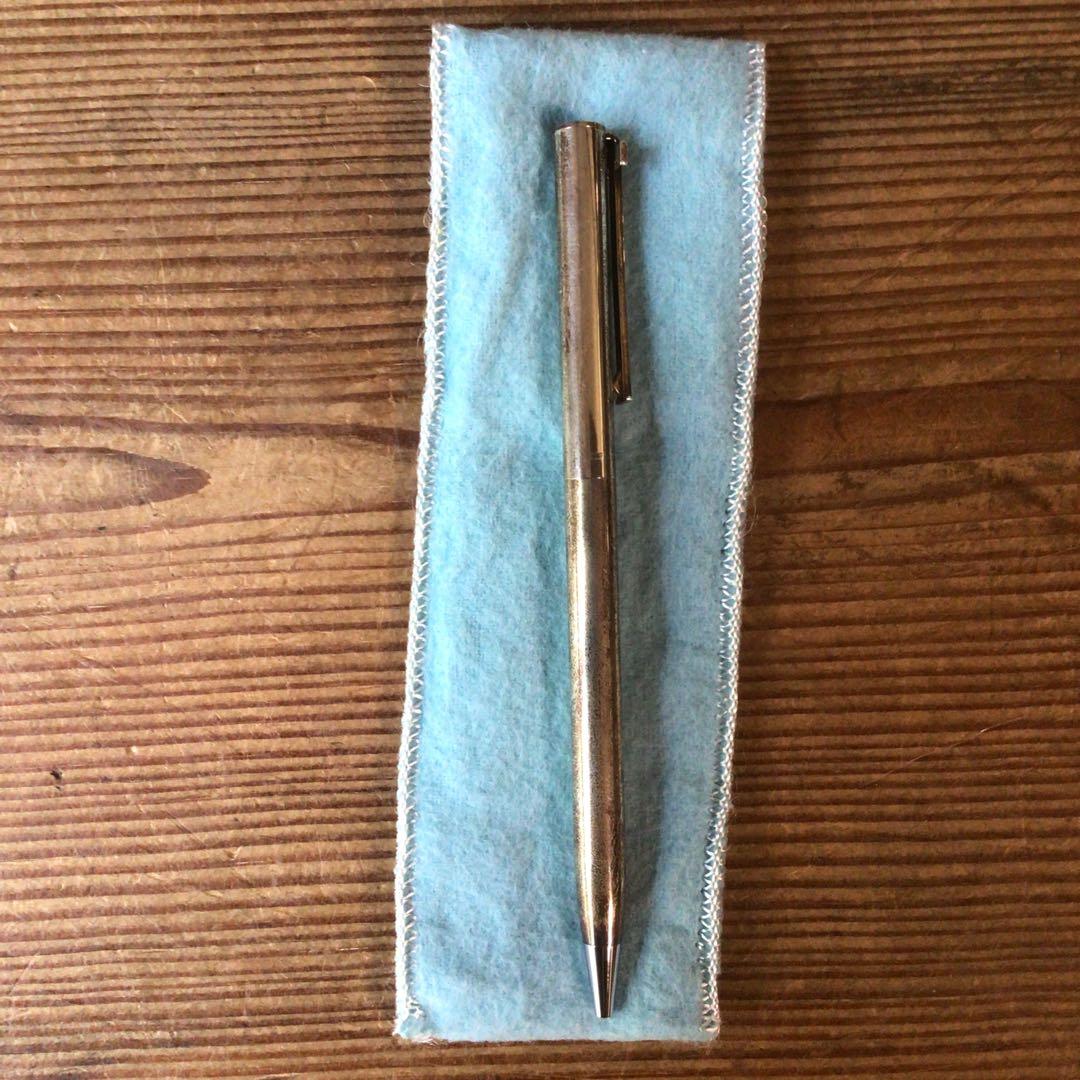 No4384 ティファニー　ボールペン　シルバー　布ケース　元箱付　送料無料