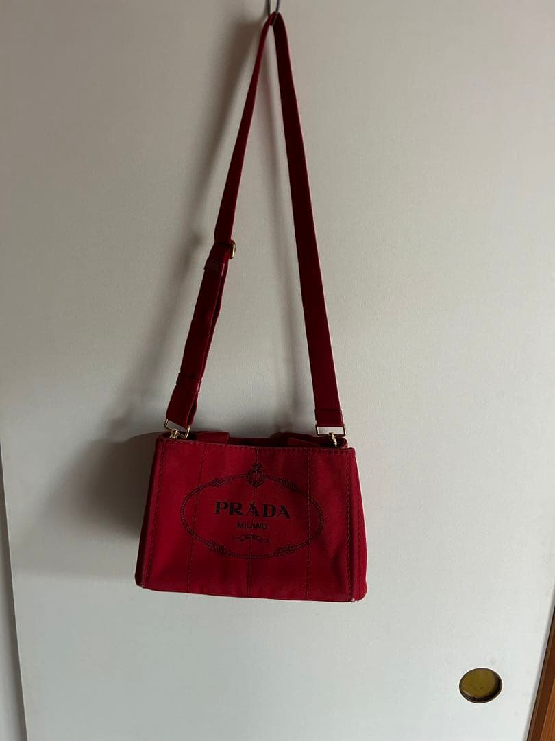 PRADA CANAPA カナパ　レッド トートバッグ赤プラダ