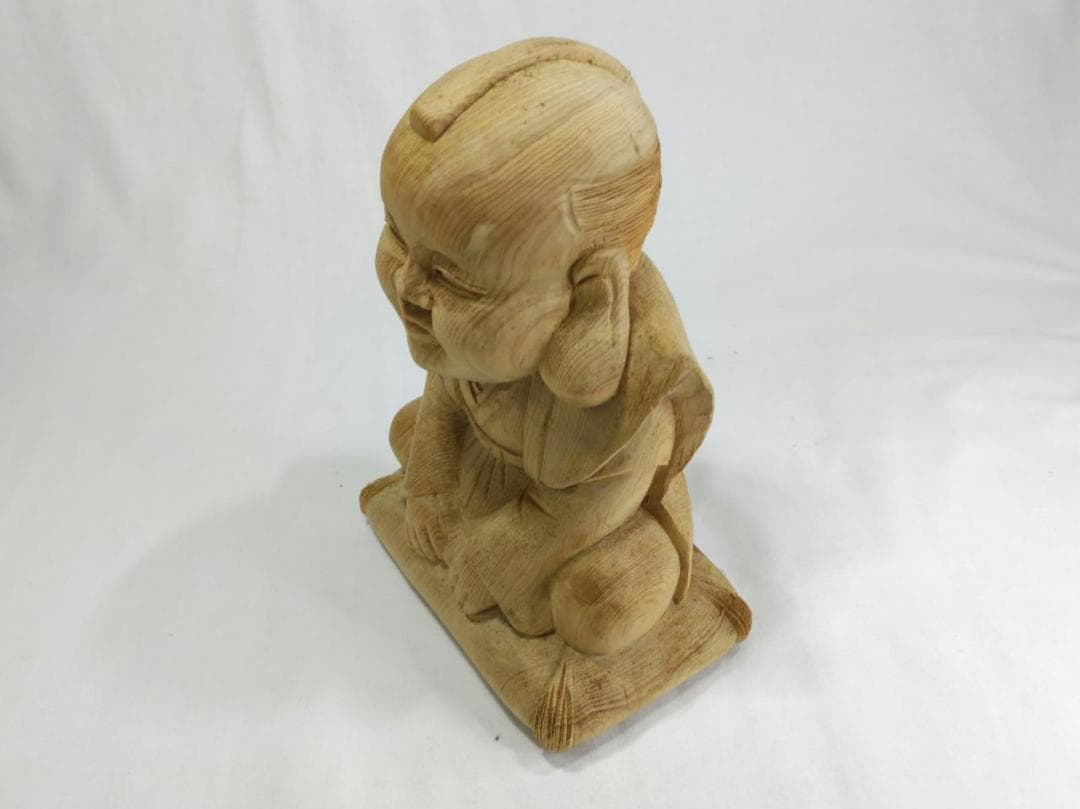 在庫処分品　【福助】木彫り　高さ25ｃｍ　おでこに傷　送料無料！