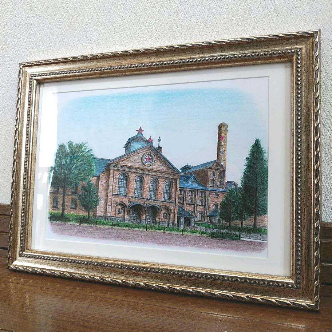 絵画色鉛筆風景画『サッポロビール博物館』原画