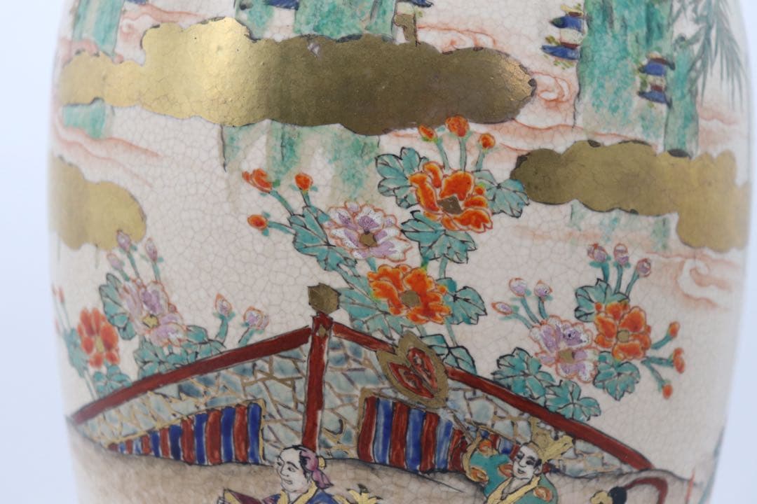 田寿官　薩摩焼　人物紋瓶　送料込み250626