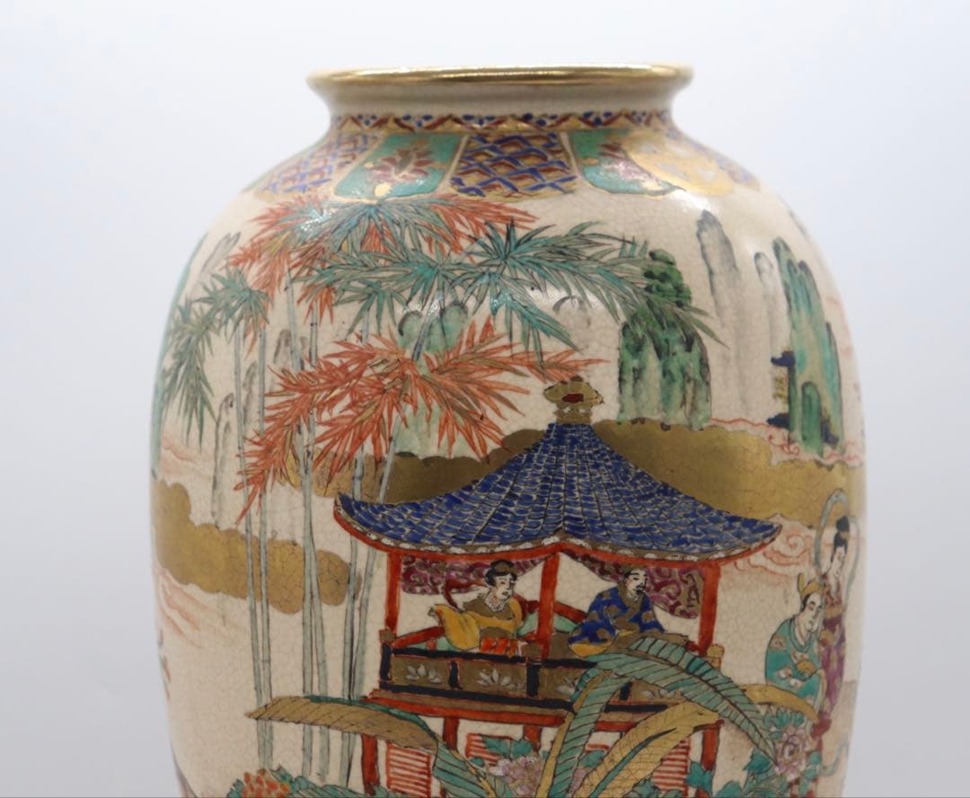 田寿官　薩摩焼　人物紋瓶　送料込み250626