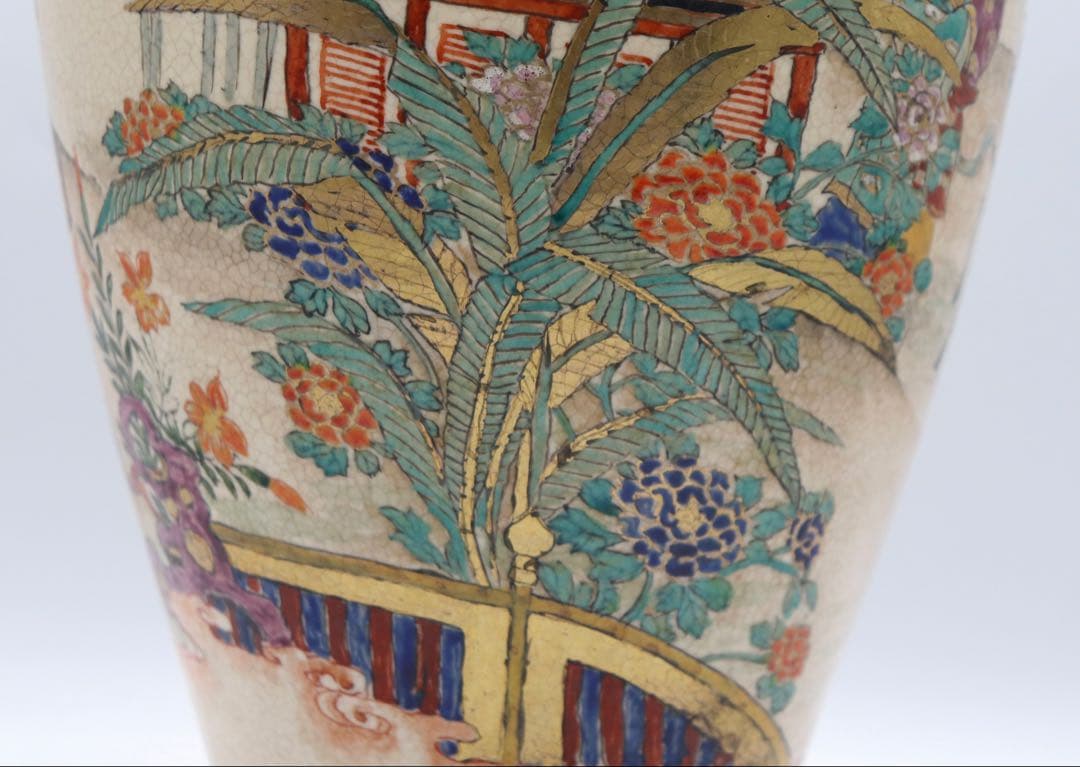 田寿官　薩摩焼　人物紋瓶　送料込み250626