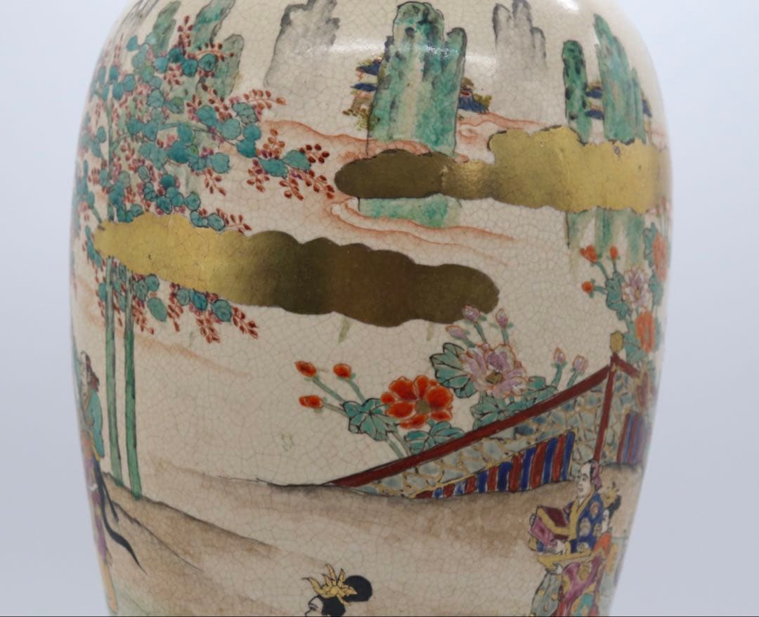 田寿官　薩摩焼　人物紋瓶　送料込み250626