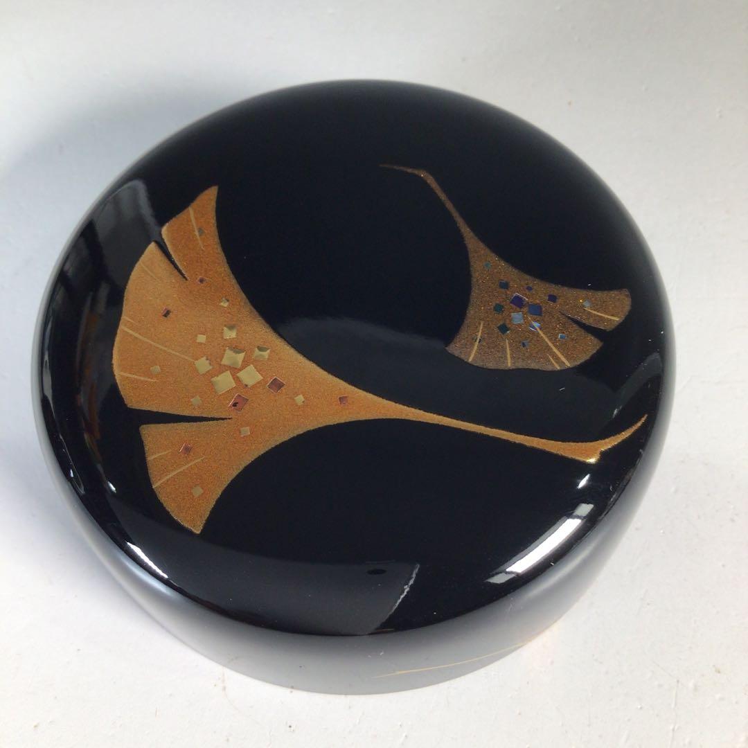 Ｎ８１９　棗　『鈴谷鐡五郎作』『螺鈿』『銀杏蒔絵』『中棗』　共箱　茶道具