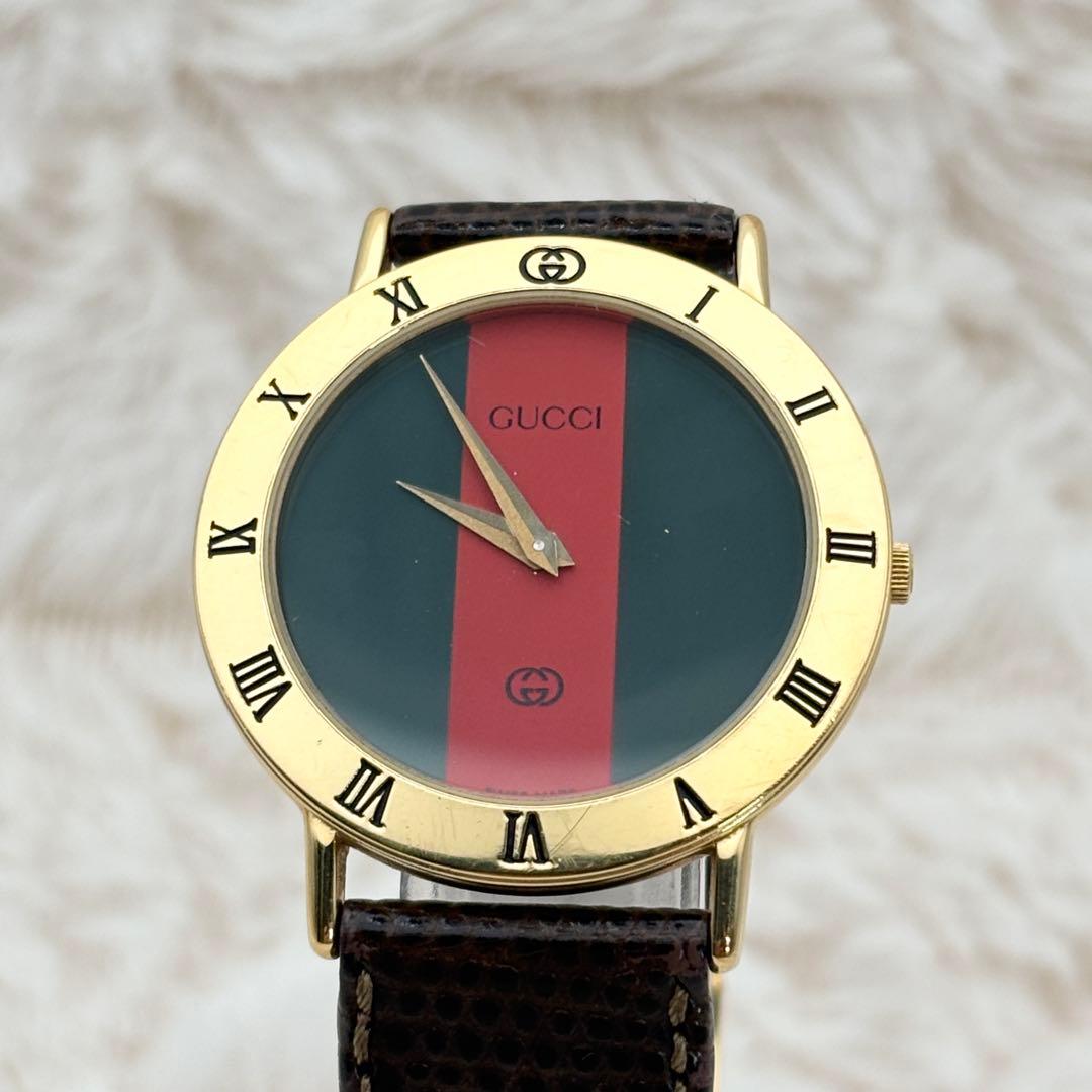 【新品電池/稼働】 GUCCI 3000M シェリー メンズ ゴールド