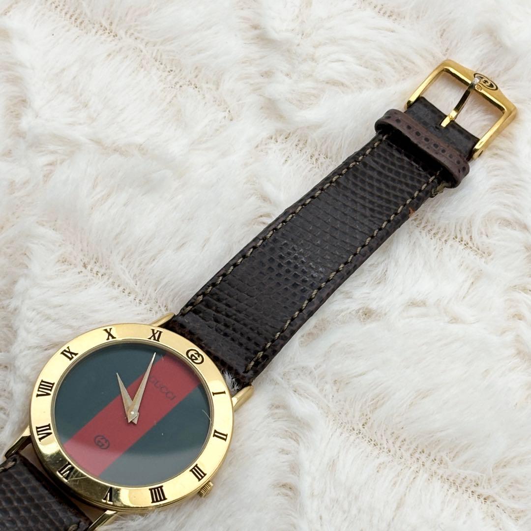 【新品電池/稼働】 GUCCI 3000M シェリー メンズ ゴールド