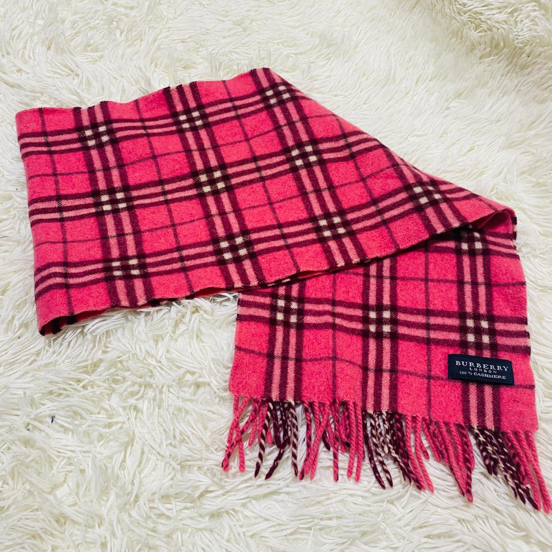 美品　BURBERRY BLUE LABEL ノバチェック マフラー ピンク