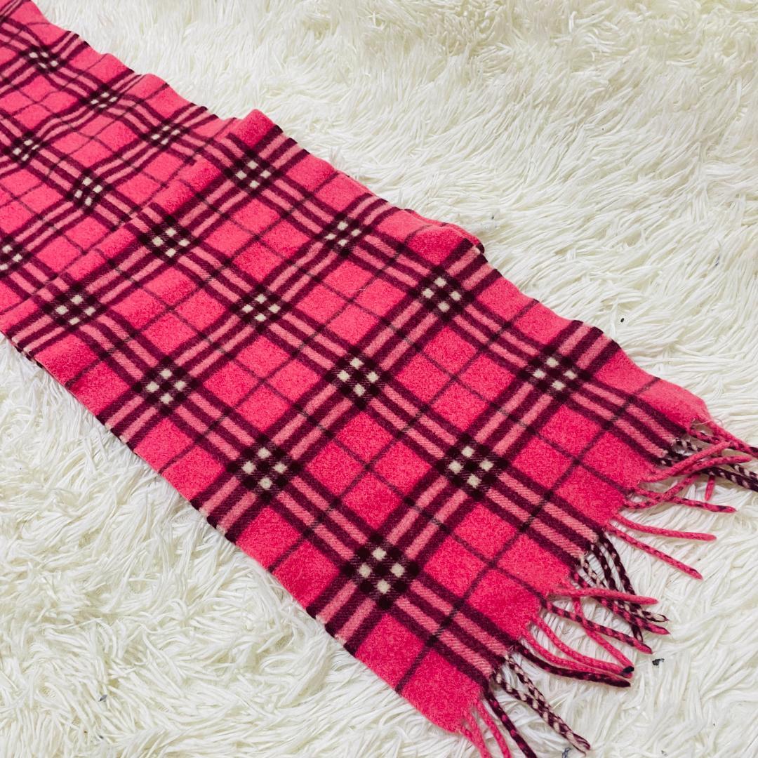 美品　BURBERRY BLUE LABEL ノバチェック マフラー ピンク