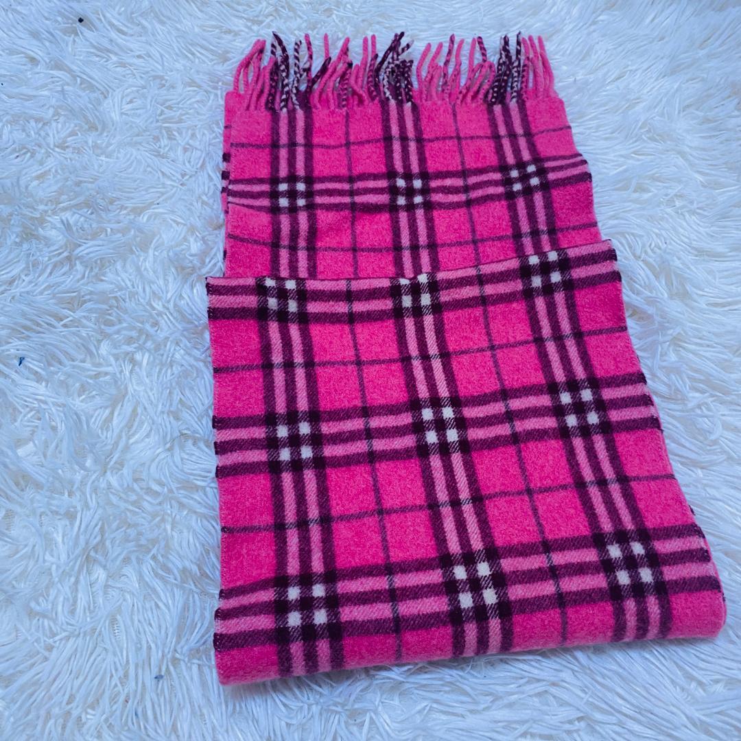美品　BURBERRY BLUE LABEL ノバチェック マフラー ピンク