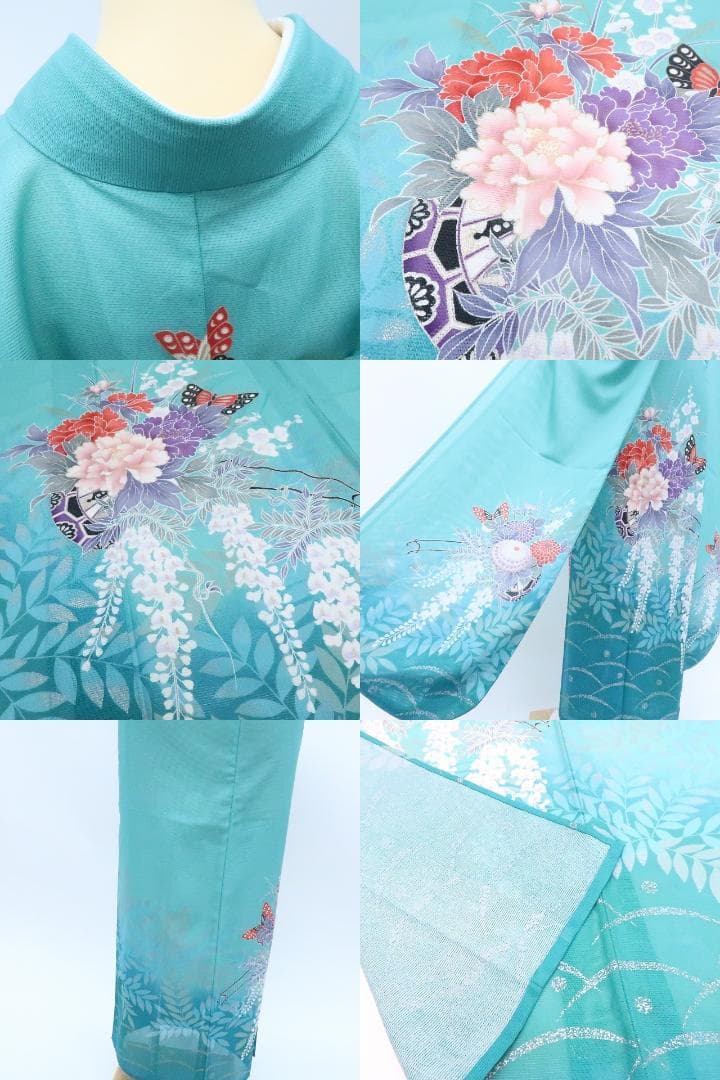 Y3075◆希少 洗える夏着物 絽 成人式 トールサイズ 振袖