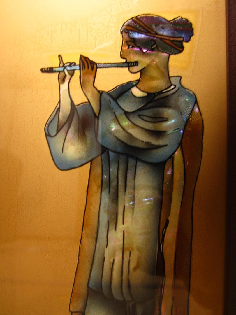 美術◆伝統工芸◆金箔・螺鈿(らでん)細工 絵画 螺鈿 金箔の輝き★高級額装・美品