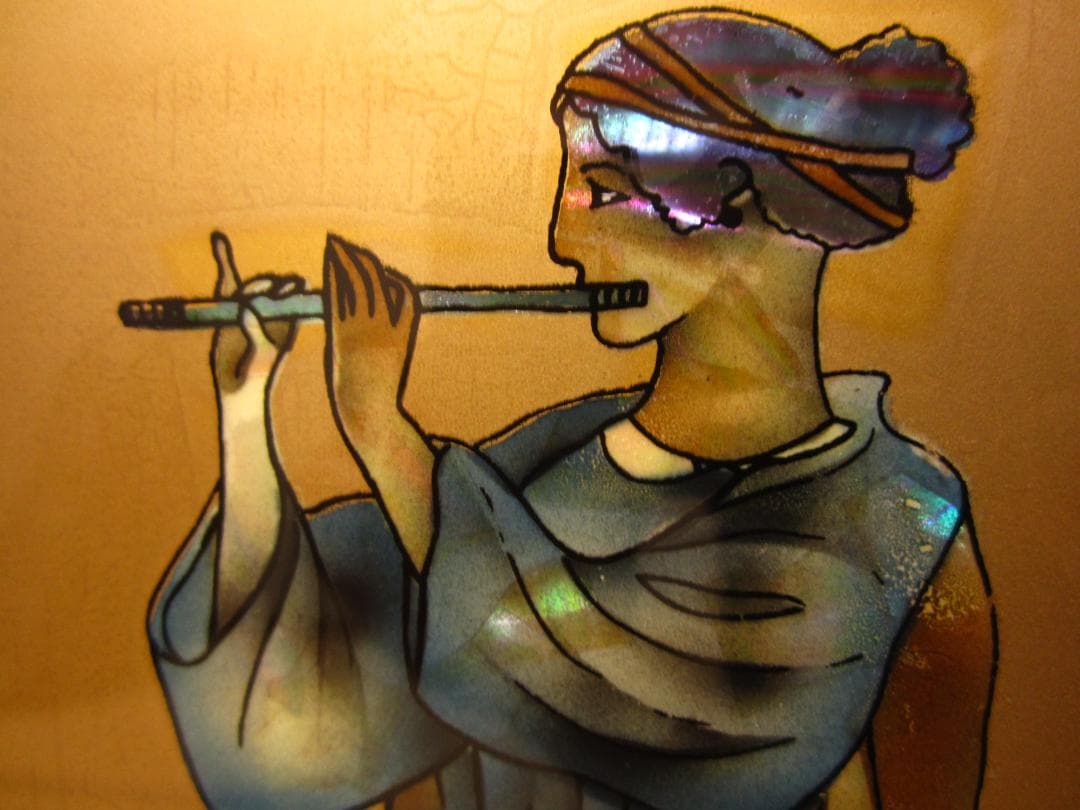 美術◆伝統工芸◆金箔・螺鈿(らでん)細工 絵画 螺鈿 金箔の輝き★高級額装・美品