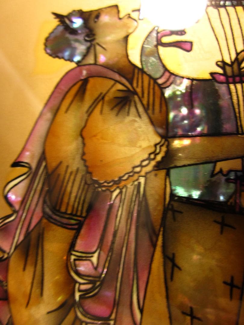 美術◆伝統工芸◆金箔・螺鈿(らでん)細工 絵画 螺鈿 金箔の輝き★高級額装・美品