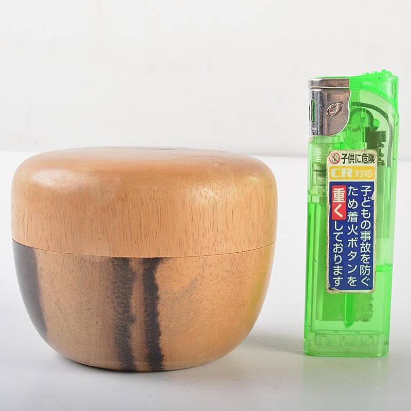 茶道具　百福作　黒柿製　棗　箱付　C　R7316