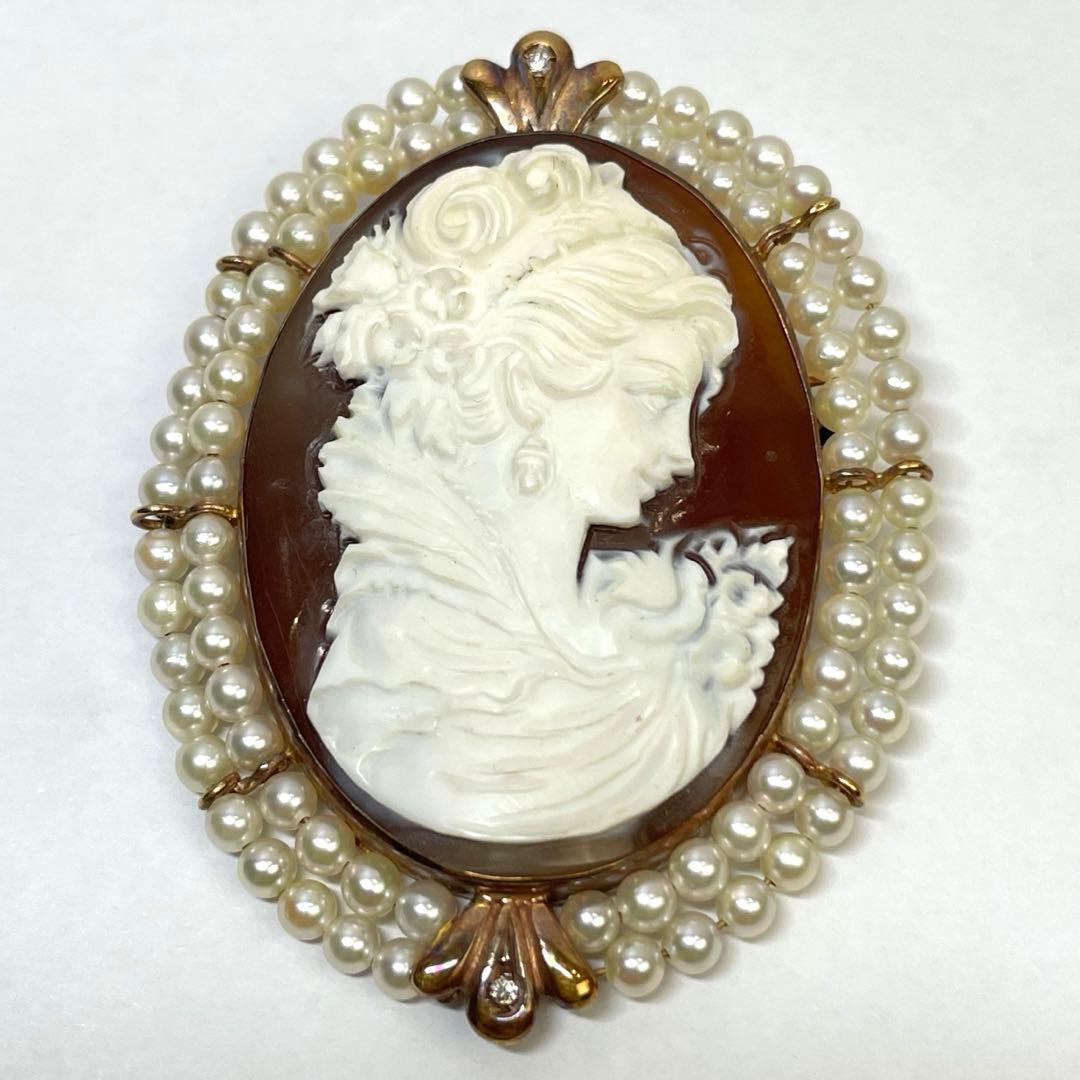 k18 カメオ　ブローチ　レディース　アクセサリー　小物　高級　希少