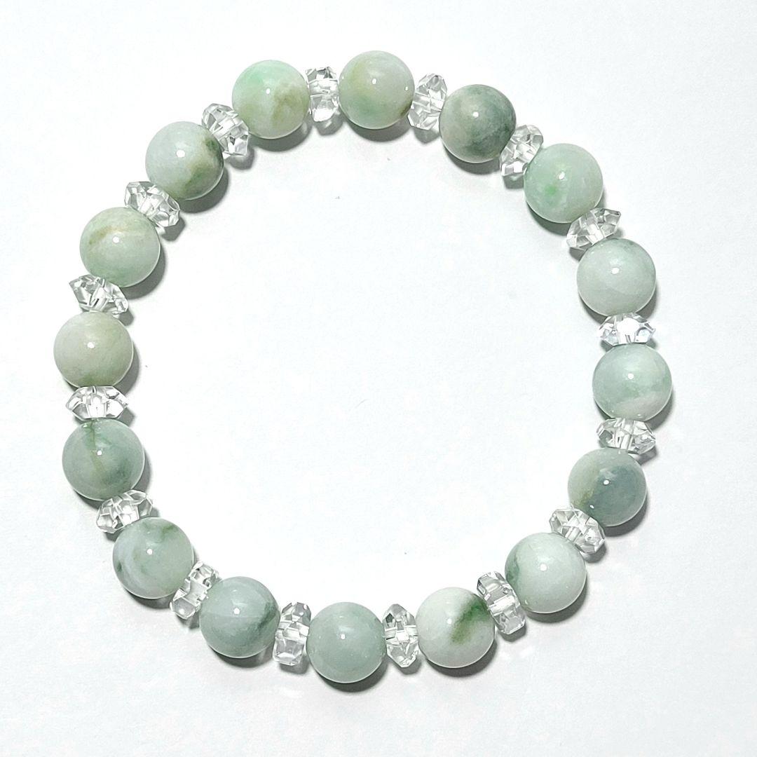 翡翠8㍉玉　サイズ14~15cm  糸魚川翡翠ブレスレットBR0076