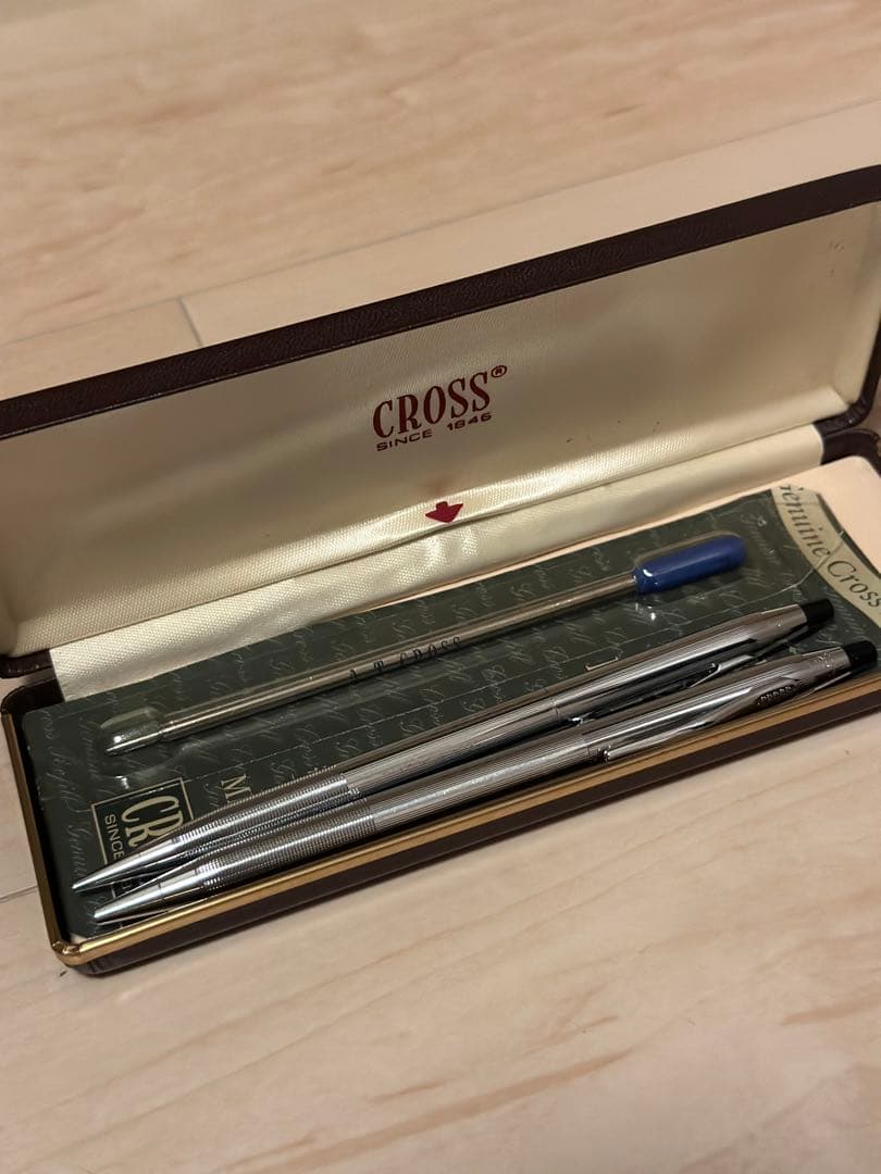 ヴィンテージ CROSS ボールペン 回転繰り出し式ペンシル セット 青リフィル