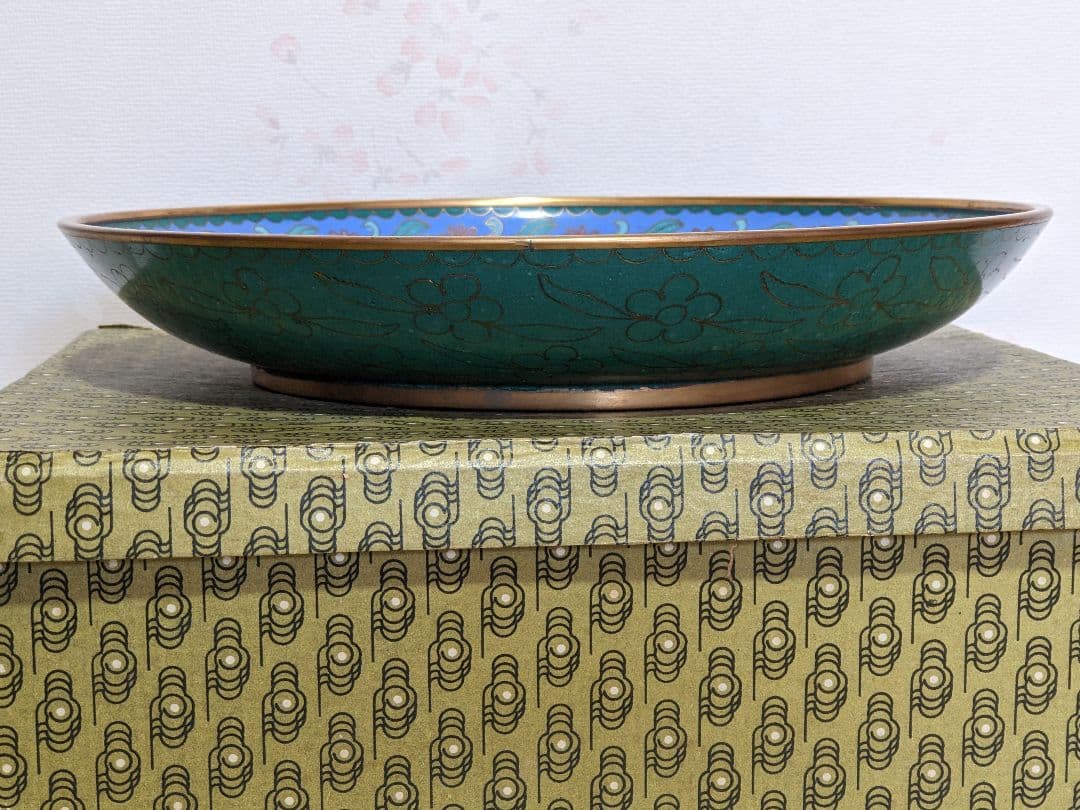 ♦中国美術工芸品 景泰藍絶妙 琺瑯彩 飾り皿 盆 古玩 古美術品 七宝焼 骨董品