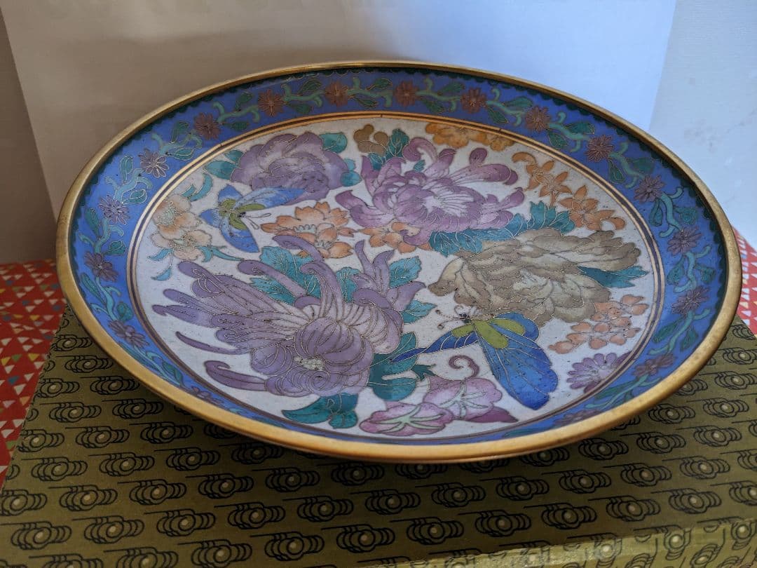 ♦中国美術工芸品 景泰藍絶妙 琺瑯彩 飾り皿 盆 古玩 古美術品 七宝焼 骨董品