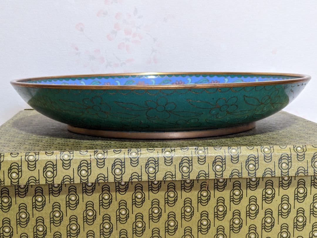 ♦中国美術工芸品 景泰藍絶妙 琺瑯彩 飾り皿 盆 古玩 古美術品 七宝焼 骨董品