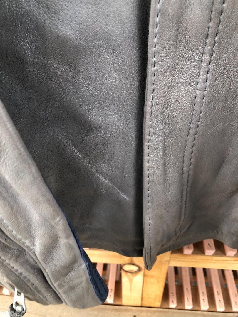 [訳あり] 新品 Schott シングルライダース レザージャケット グレー/L