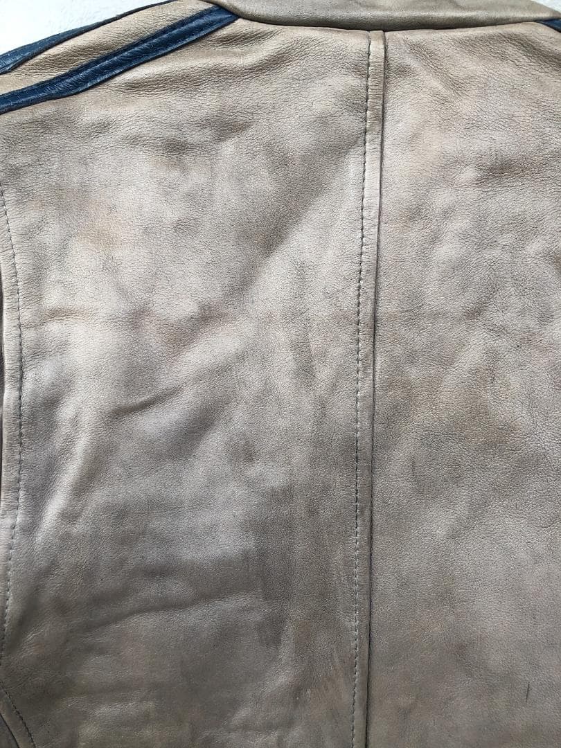 [訳あり] 新品 Schott シングルライダース レザージャケット グレー/L