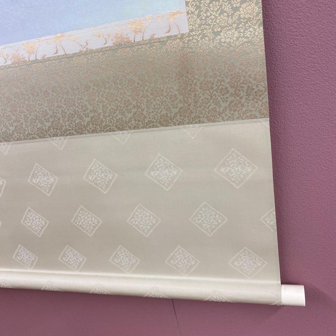 美品 掛け軸 紅山幸水作「南天小禽」共箱 太巻き付 二重箱 花鳥 厄除け