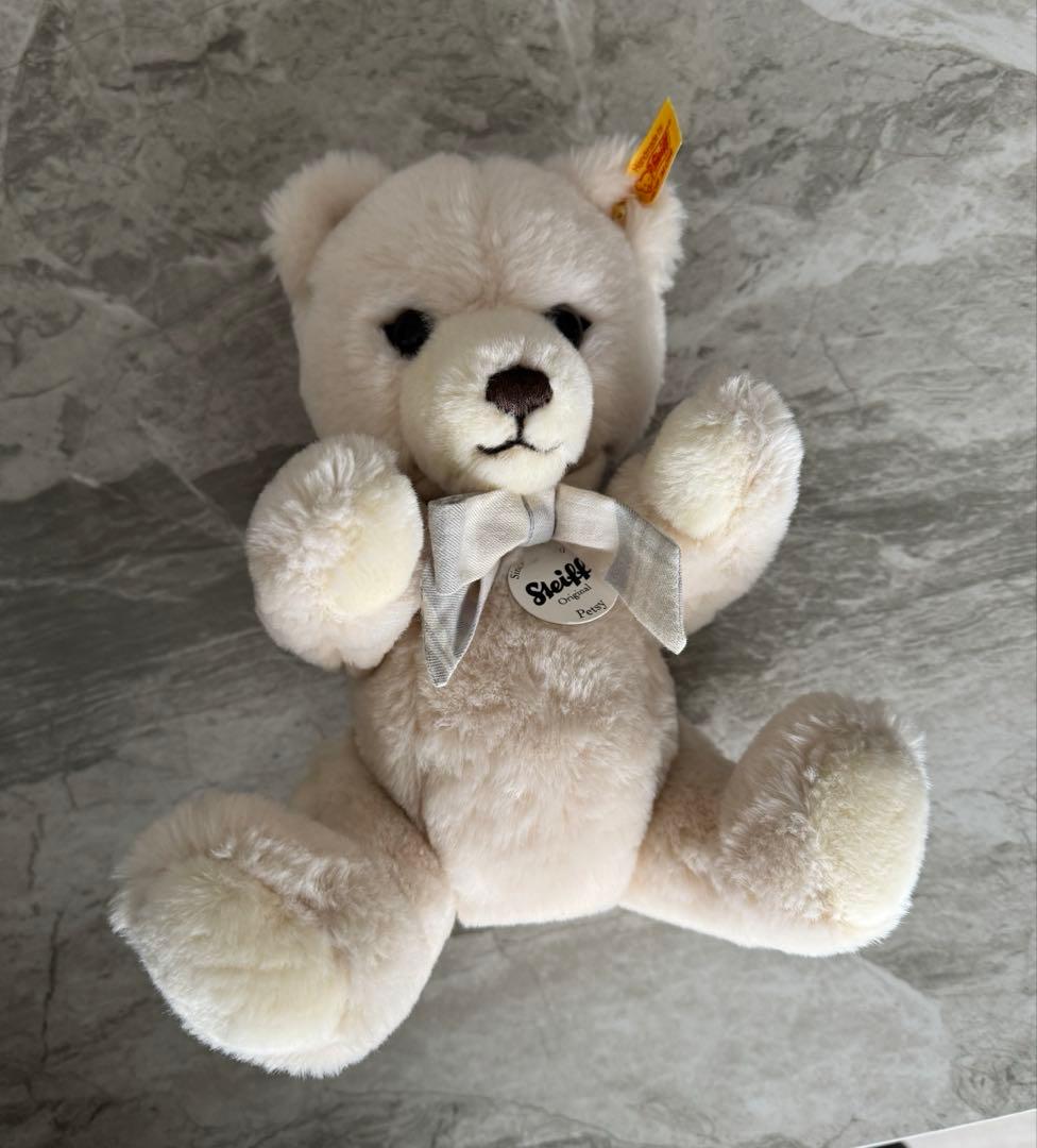 Steiff テディベア　PETSY ペッツィ クリーム　チェックリボン