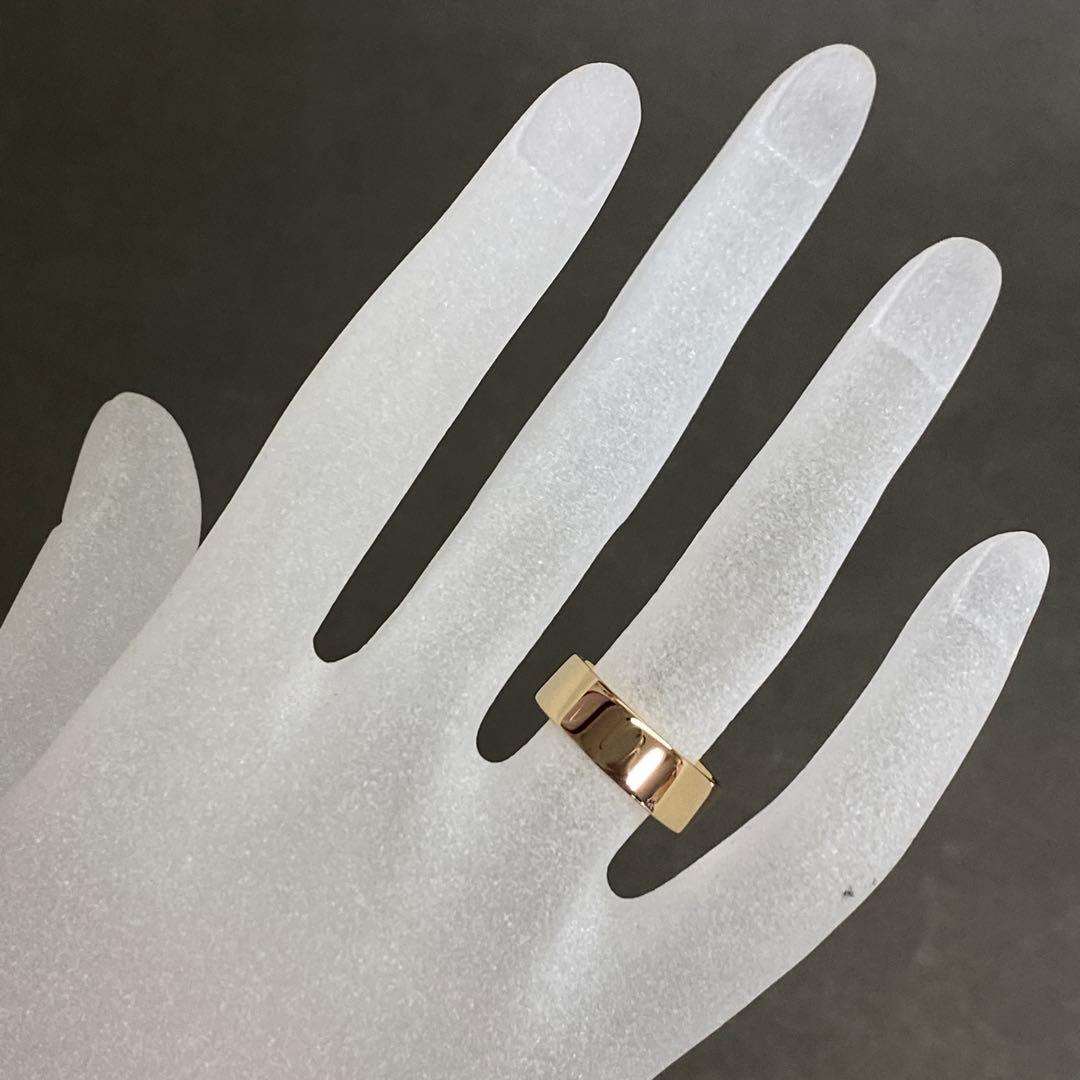 K18イエローゴールド　平打ちリング　サイズ15.3号　18金　6mm幅