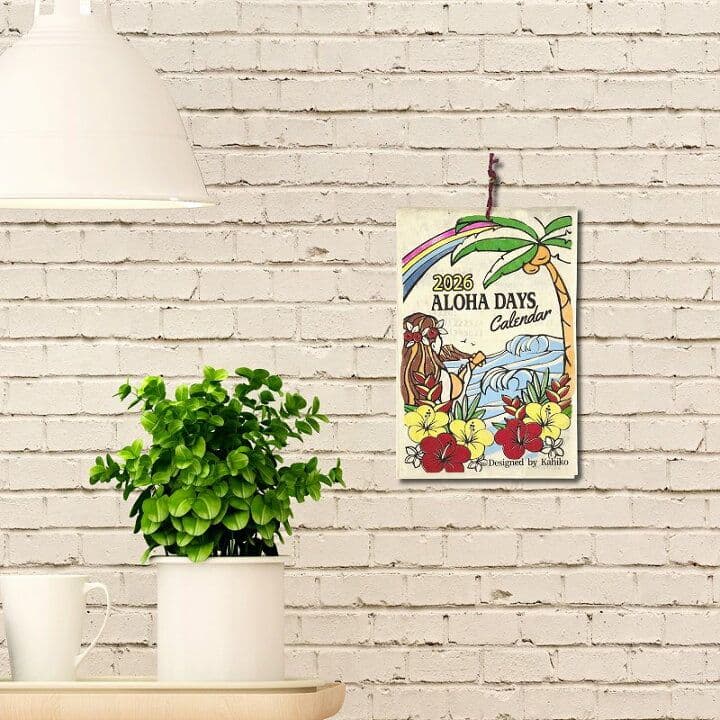 カレンダー】アロハ2025年 ハワイアン雑貨★ハンドメイド壁掛け手染め手すき紙