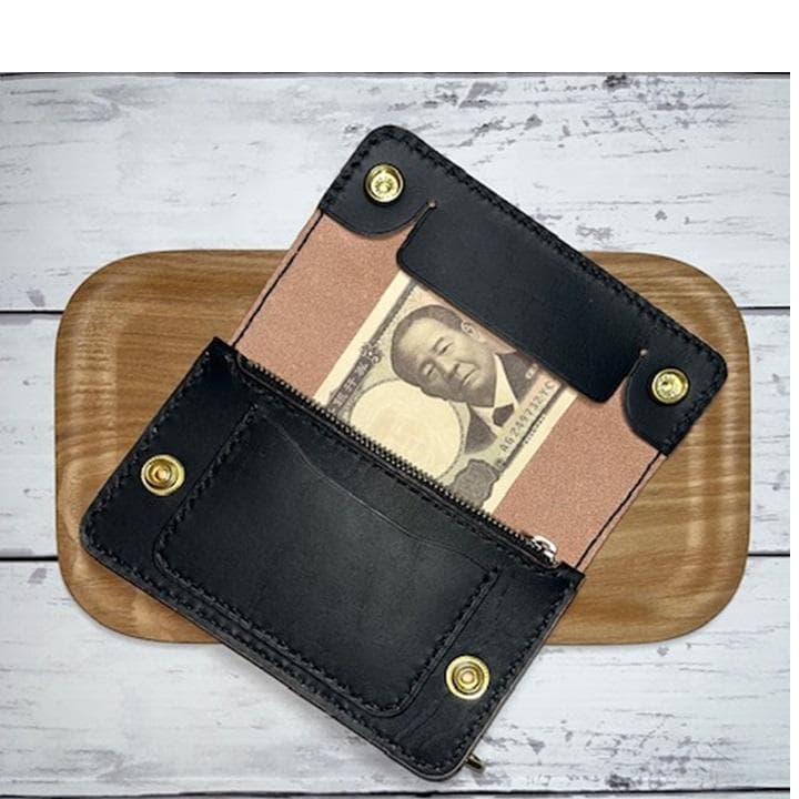 na0 ④ミドルトラッカーウォレット/姫路レザー茶芯/金具真鍮42タロン