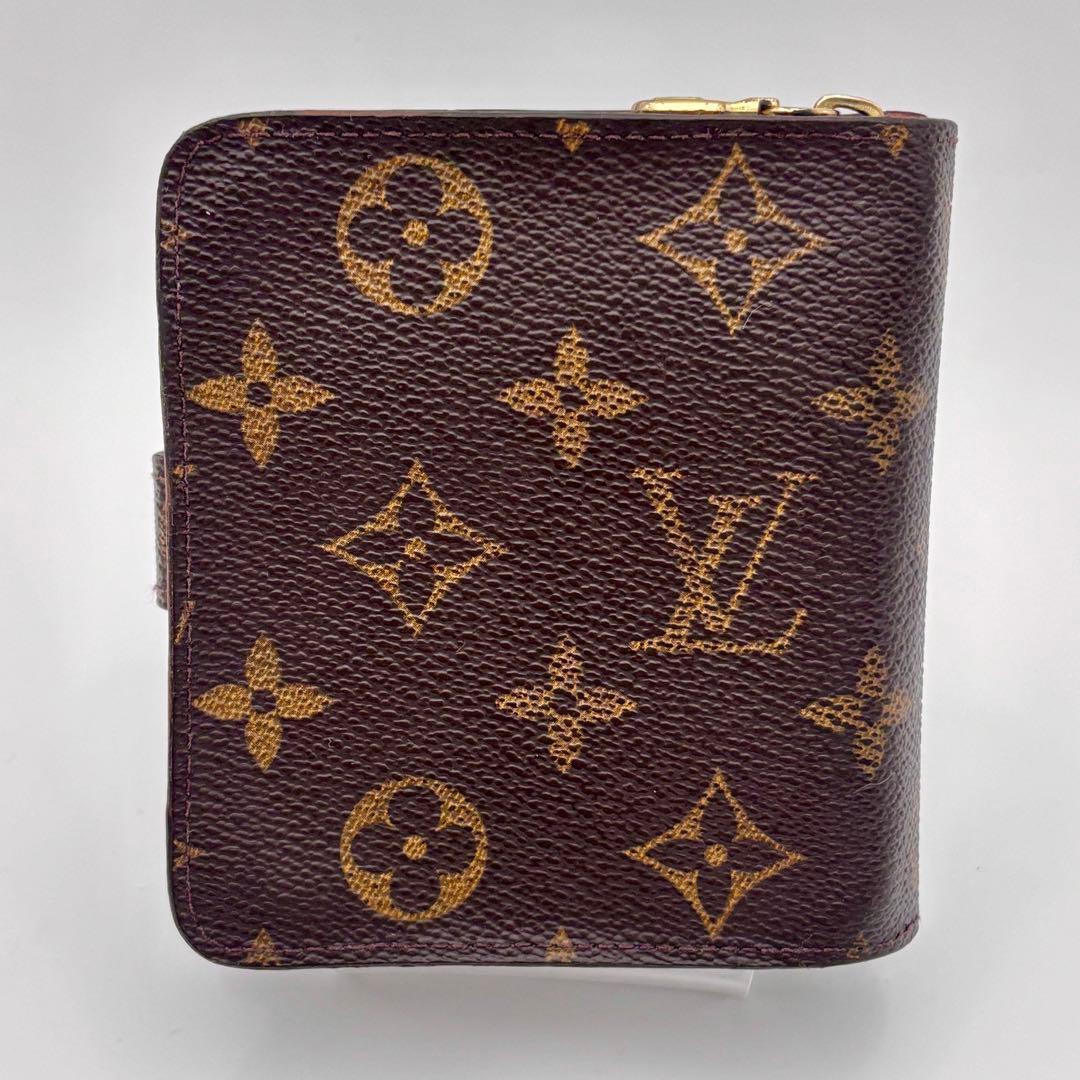 ルイヴィトン モノグラム コンパクトジップ　二つ折り財布　ブラウン 正規品