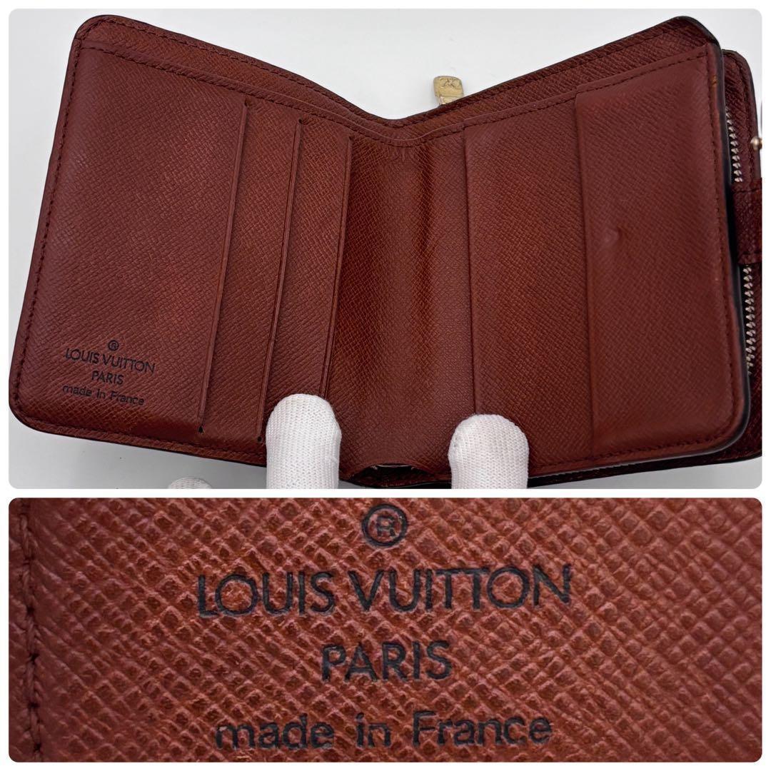 ルイヴィトン モノグラム コンパクトジップ　二つ折り財布　ブラウン 正規品